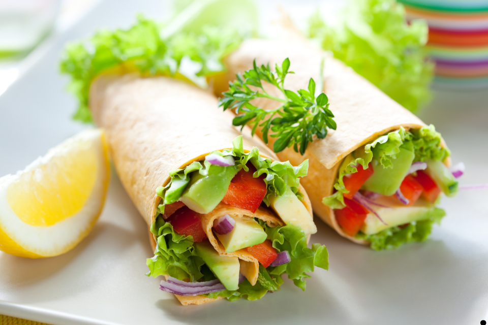 Smashed Chickpea and Vegetable wraps